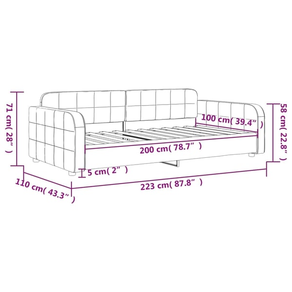 vidaXL daybed 100x200 cm velour blå