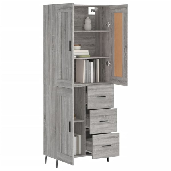 vidaXL Kaappi harmaa Sonoma 69,5x34x180 cm tekninen puu