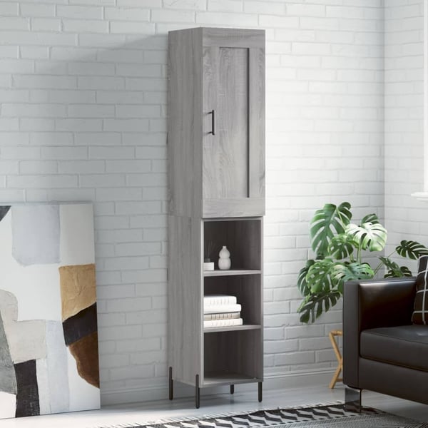 vidaXL Highboard grå sonoma 34,5x34x180 cm konstruert tre