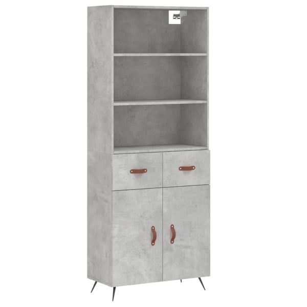 vidaXL Highboard betonggrå 69,5x34x180 cm konstruert tre