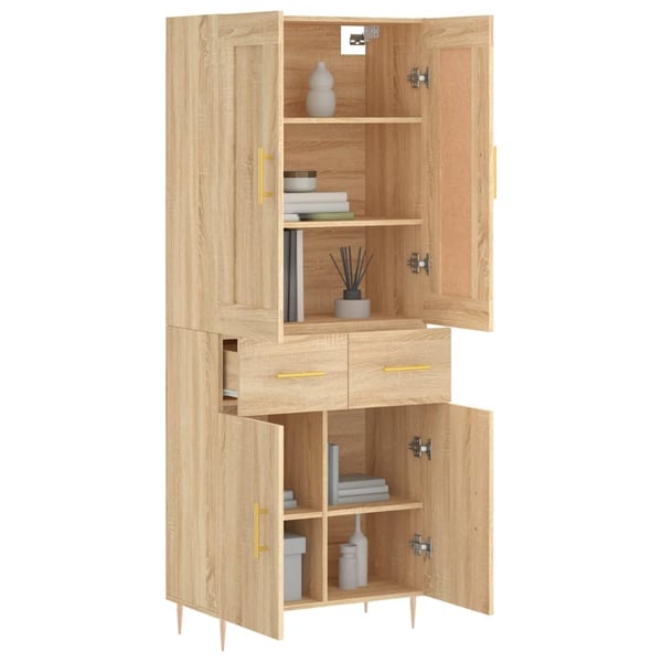vidaXL højskab 69,5x34x180 cm konstrueret træ sonoma-eg