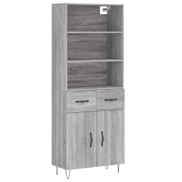 vidaXL Highboard grå sonoma 69,5x34x180 cm konstruert tre