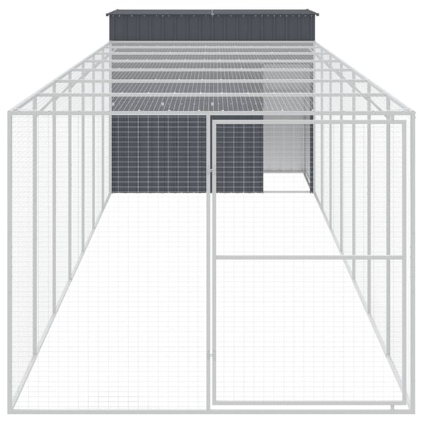 vidaXL hundehus med løbegård 214x865x181 cm galvaniseret stål antracit