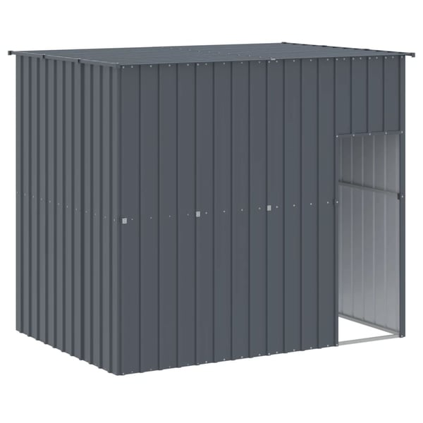 vidaXL hundehus med løbegård 214x865x181 cm galvaniseret stål antracit