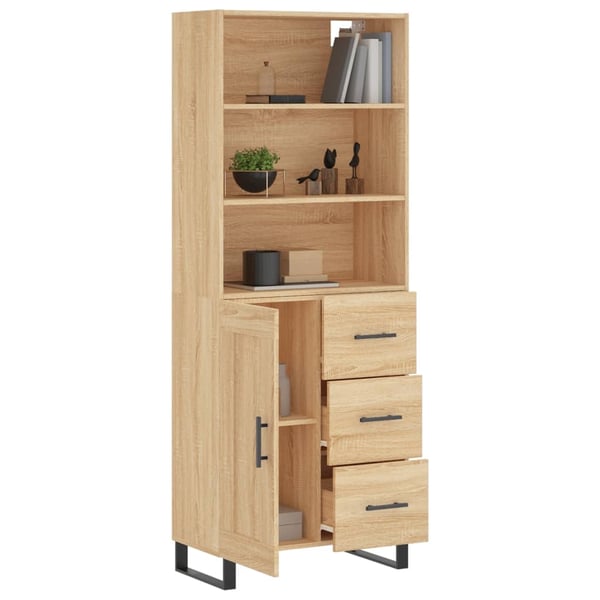 vidaXL Highboard sonoma eik 69,5x34x180 cm konstruert tre