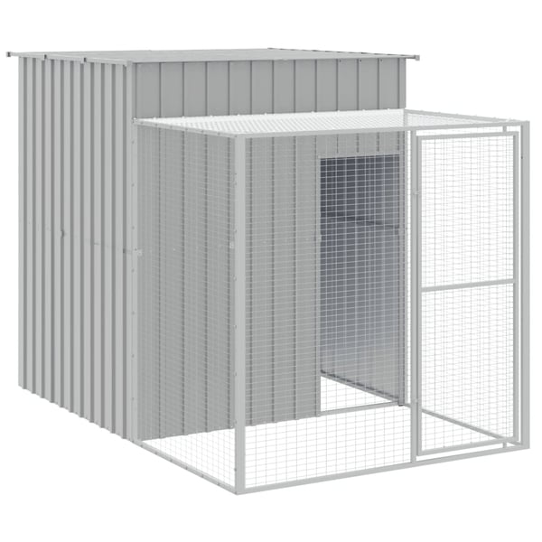 vidaXL hønsehus med løbegård 165x455x181 cm galvaniseret stål lysegrå