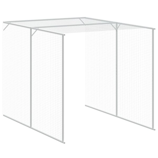 vidaXL hønsehus med løbegård 165x455x181 cm galvaniseret stål lysegrå