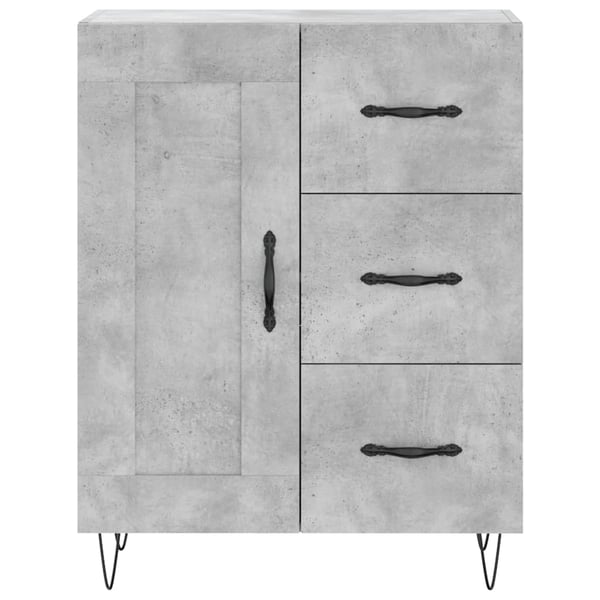 vidaXL Kaappi betoninharmaa 69,5x34x180 cm tekninen puu