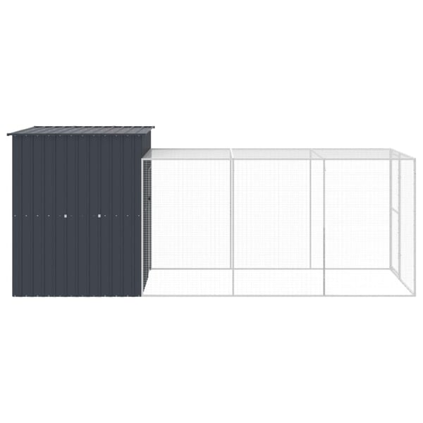 vidaXL hønsehus med løbegård 165x455x181 cm galvaniseret stål antracit
