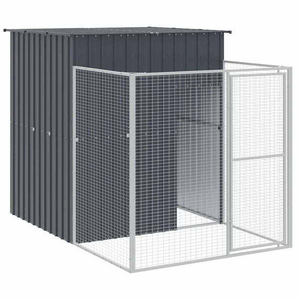 vidaXL hundehus med løbegård 165x455x181 cm galvaniseret stål antracit