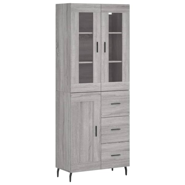 vidaXL Highboard grå sonoma 69,5x34x180 cm konstruert tre