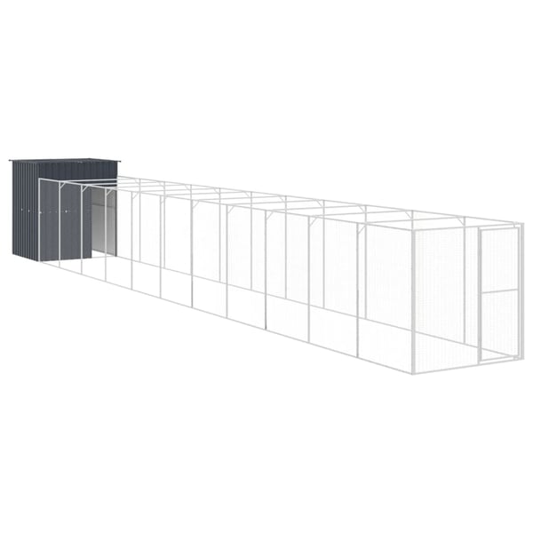 vidaXL Hundehus med gård antrasitt 165x1271x181 cm galvanisert stål