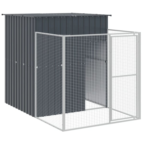 vidaXL Hundehus med gård antrasitt 165x1271x181 cm galvanisert stål