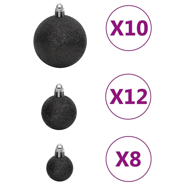 vidaXL 111-osainen Joulupallosarja musta polystyreeni