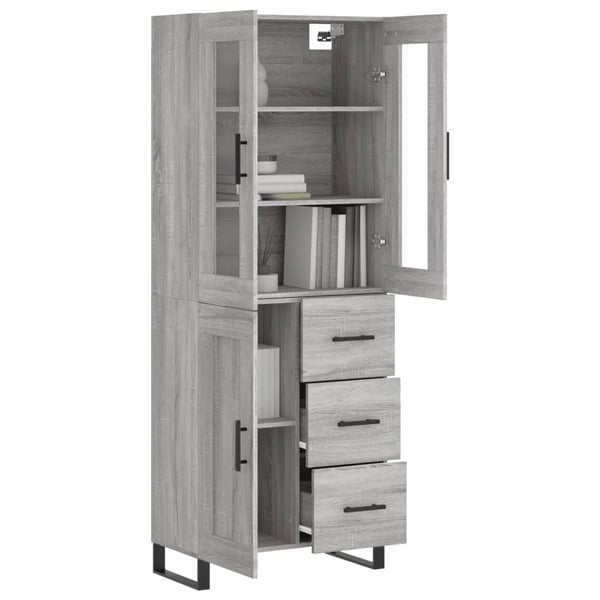 vidaXL Kaappi harmaa Sonoma 69,5x34x180 cm tekninen puu