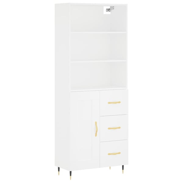 vidaXL Highboard hvit 69,5x34x180 cm konstruert tre