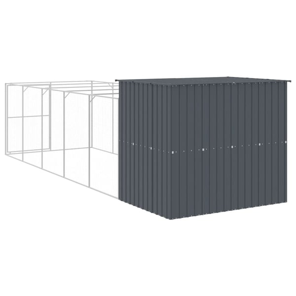 vidaXL Hundehus med gård antrasitt 214x661x181 cm galvanisert stål