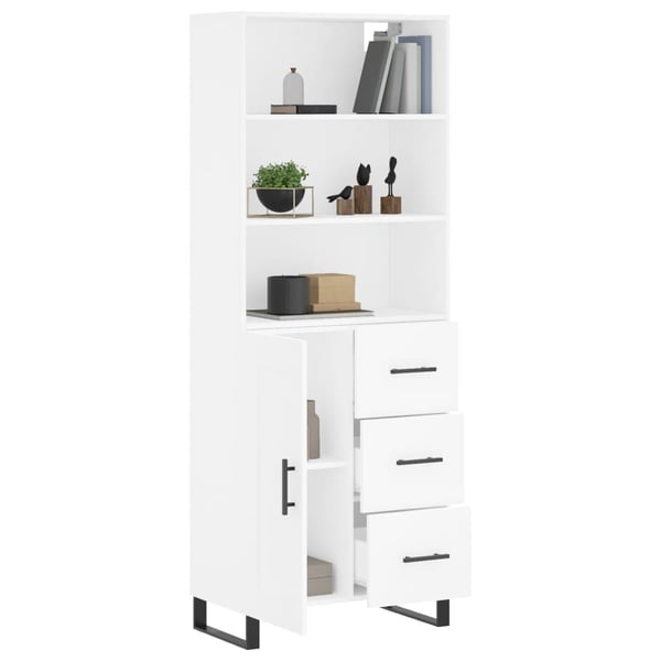 vidaXL Highboard hvit 69,5x34x180 cm konstruert tre
