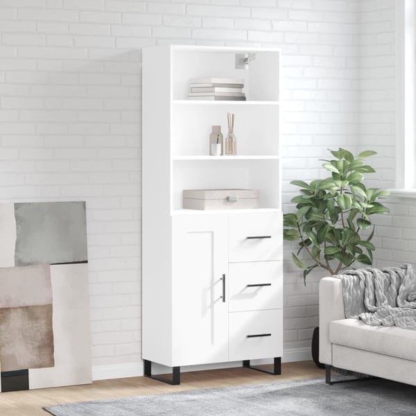 vidaXL højskab 69,5x34x180 cm konstrueret træ hvid