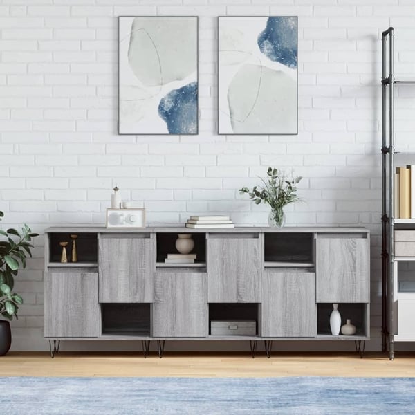 vidaXL Senkit 3 kpl harmaa Sonoma tekninen puu