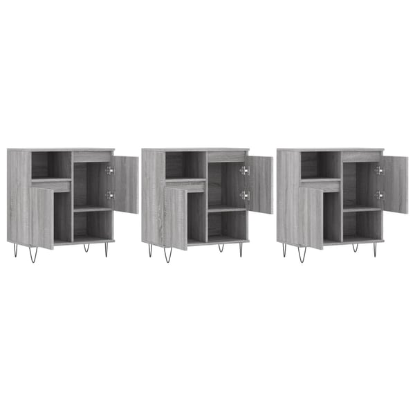 vidaXL Senkit 3 kpl harmaa Sonoma tekninen puu