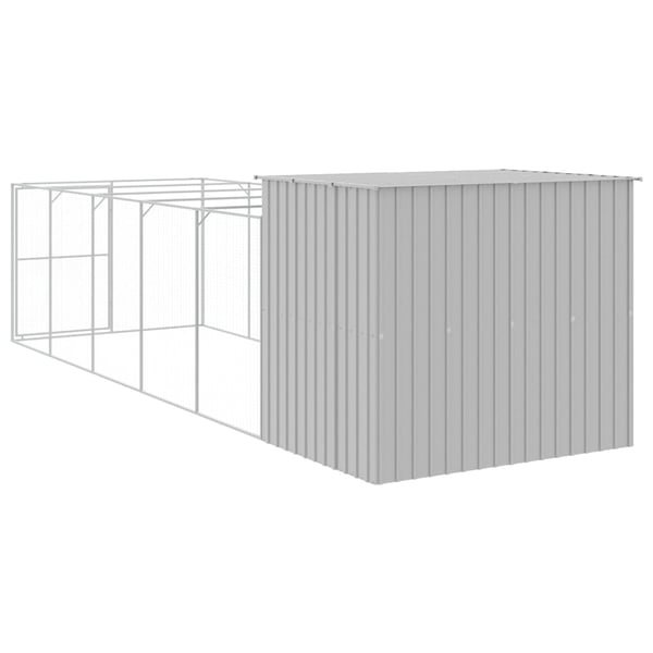vidaXL Hundehus med tak lysegrå 214x661x181 cm galvanisert stål