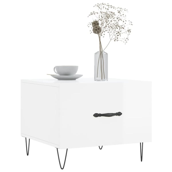vidaXL Salongbord 2 stk høyglans hvit 50x50x40 cm konstruert tre