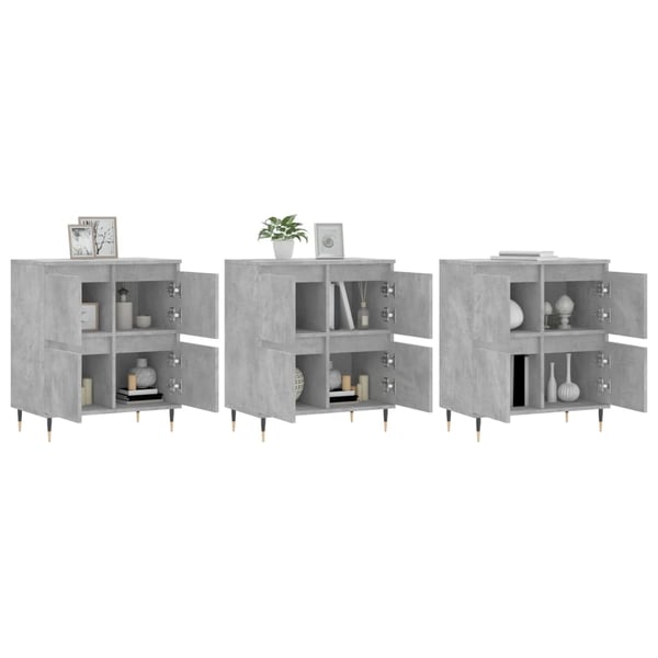 vidaXL Senkit 3 kpl betoninharmaa tekninen puu