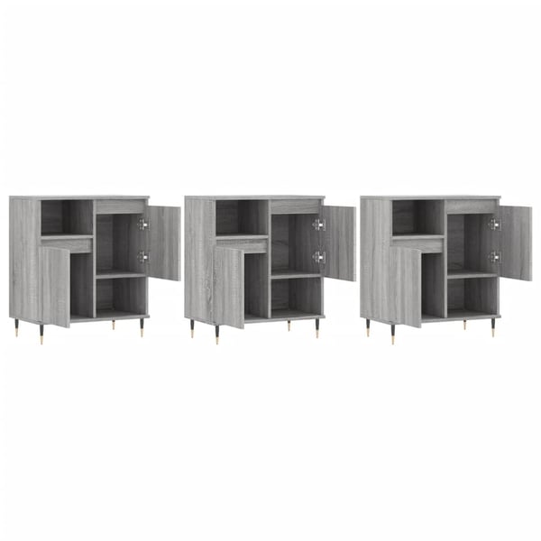 vidaXL Senkit 3 kpl harmaa Sonoma tekninen puu