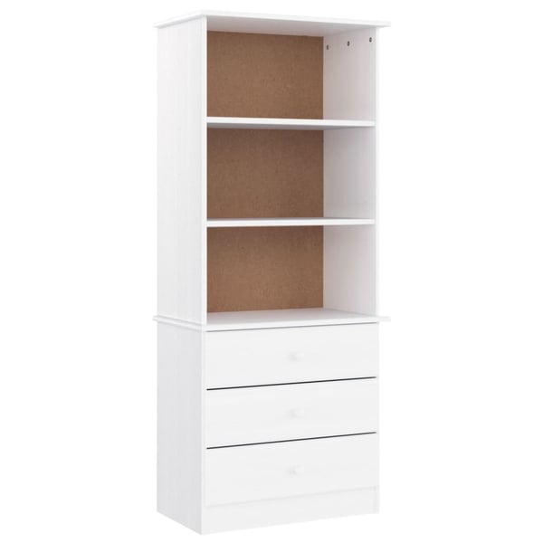 vidaXL Bokhylle med skuffer ALTA hvit 60x35x142 cm heltre furu