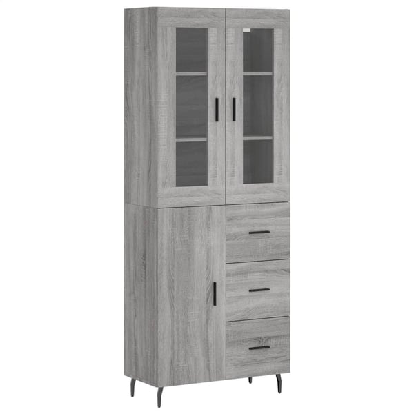 vidaXL Highboard grå sonoma 69,5x34x180 cm konstruert tre
