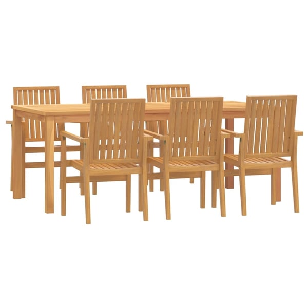 vidaXL Utendørs spisestue 7 deler heltre teak