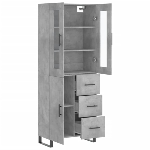 vidaXL Highboard betonggrå 69,5x34x180 cm konstruert tre