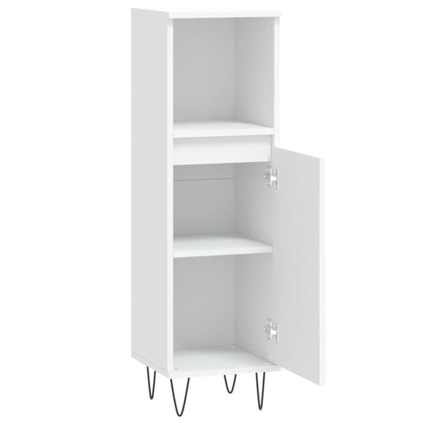 vidaXL badeværelsesskab 30x30x100 cm konstrueret træ hvid