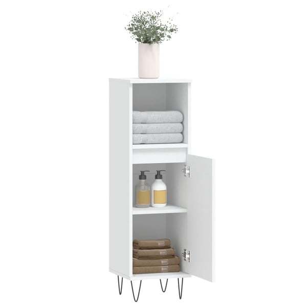vidaXL badeværelsesskab 30x30x100 cm konstrueret træ hvid