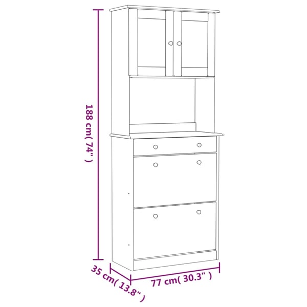 vidaXL Highboard ALTA hvit 77x35x188 cm heltre furu