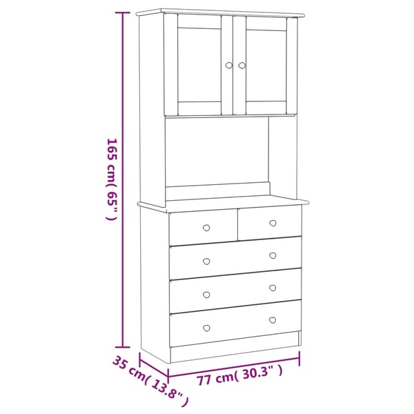 vidaXL Highboard ALTA hvit 77x35x165 cm heltre furu