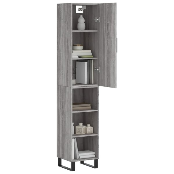 vidaXL Highboard grå sonoma 34,5x34x180 cm konstruert tre