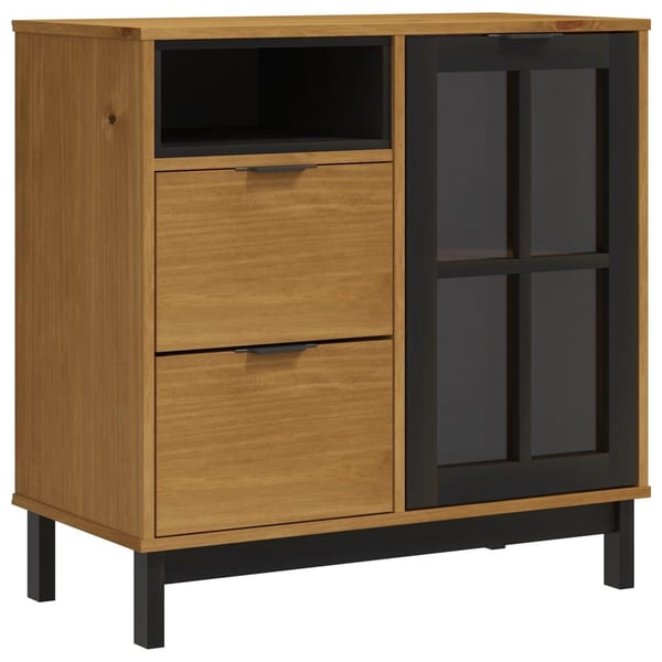 vidaXL Skjenk med glassdør FLAM 80x40x80 cm heltre furu