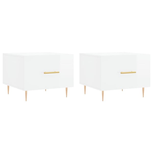 vidaXL Salongbord 2 stk høyglans hvit 50x50x40 cm konstruert tre