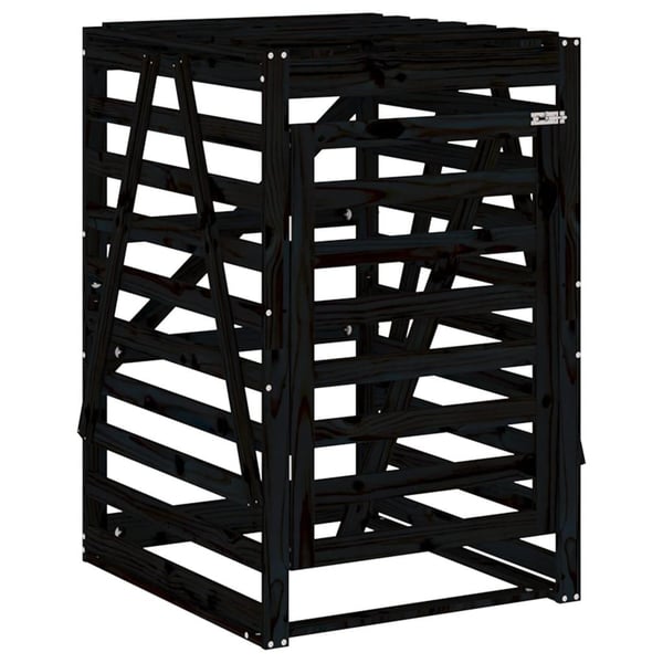 vidaXL skraldespandsskjuler 84x90x128,5 cm massivt fyrretræ sort