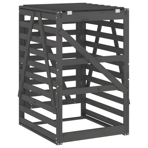 vidaXL skraldespandsskjuler 84x90x128,5 cm massivt fyrretræ grå