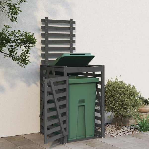 vidaXL skraldespandsskjuler 84x90x128,5 cm massivt fyrretræ grå
