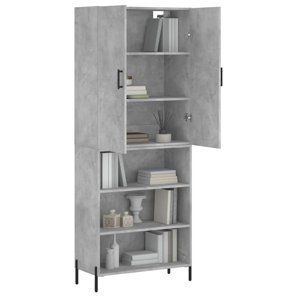 vidaXL Highboard betonggrå 69,5x34x180 cm konstruert tre