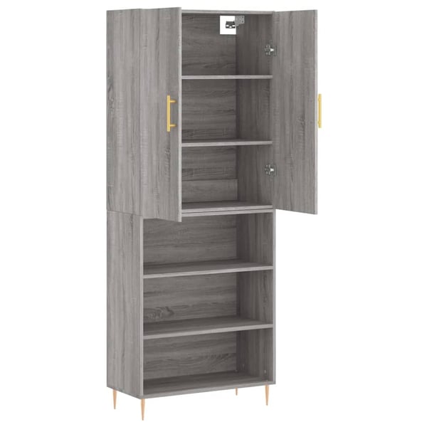 vidaXL Highboard grå sonoma 69,5x34x180 cm konstruert tre