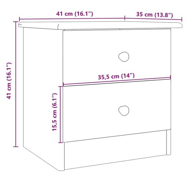 vidaXL Nattbord ALTA hvit 41x35x41 cm heltre furu