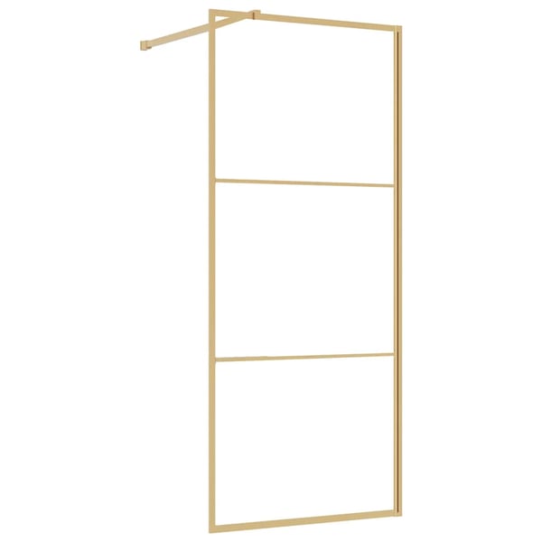 vidaXL brusevæg 90x195 cm klart sikkerhedsglas guldfarvet