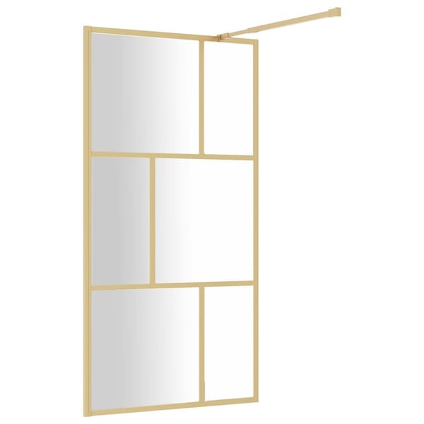 vidaXL brusevæg 115x195 cm klart sikkerhedsglas guldfarvet