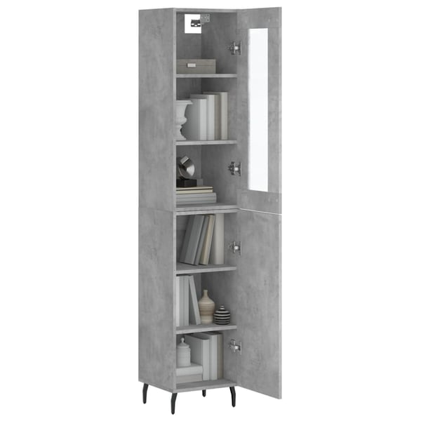vidaXL Highboard betonggrå 34,5x34x180 cm konstruert tre
