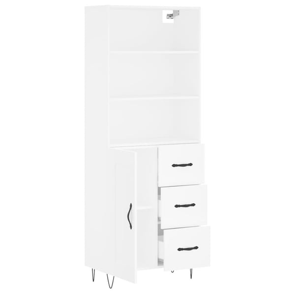 vidaXL Highboard hvit 69,5x34x180 cm konstruert tre